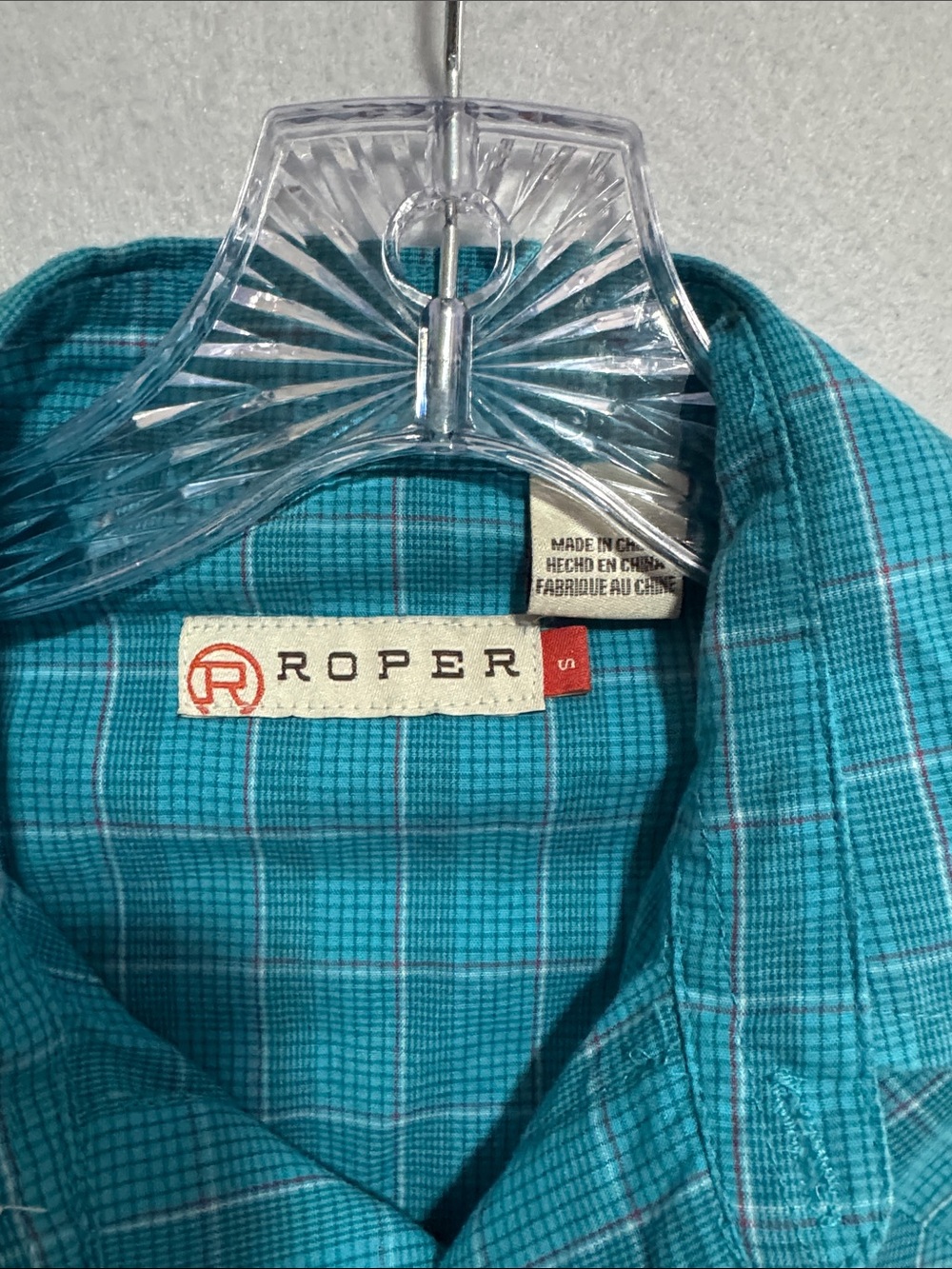 Roper Teal Pearl Snap Plaid Long-Sleeve Western Shirt - Picture 2 of 5
